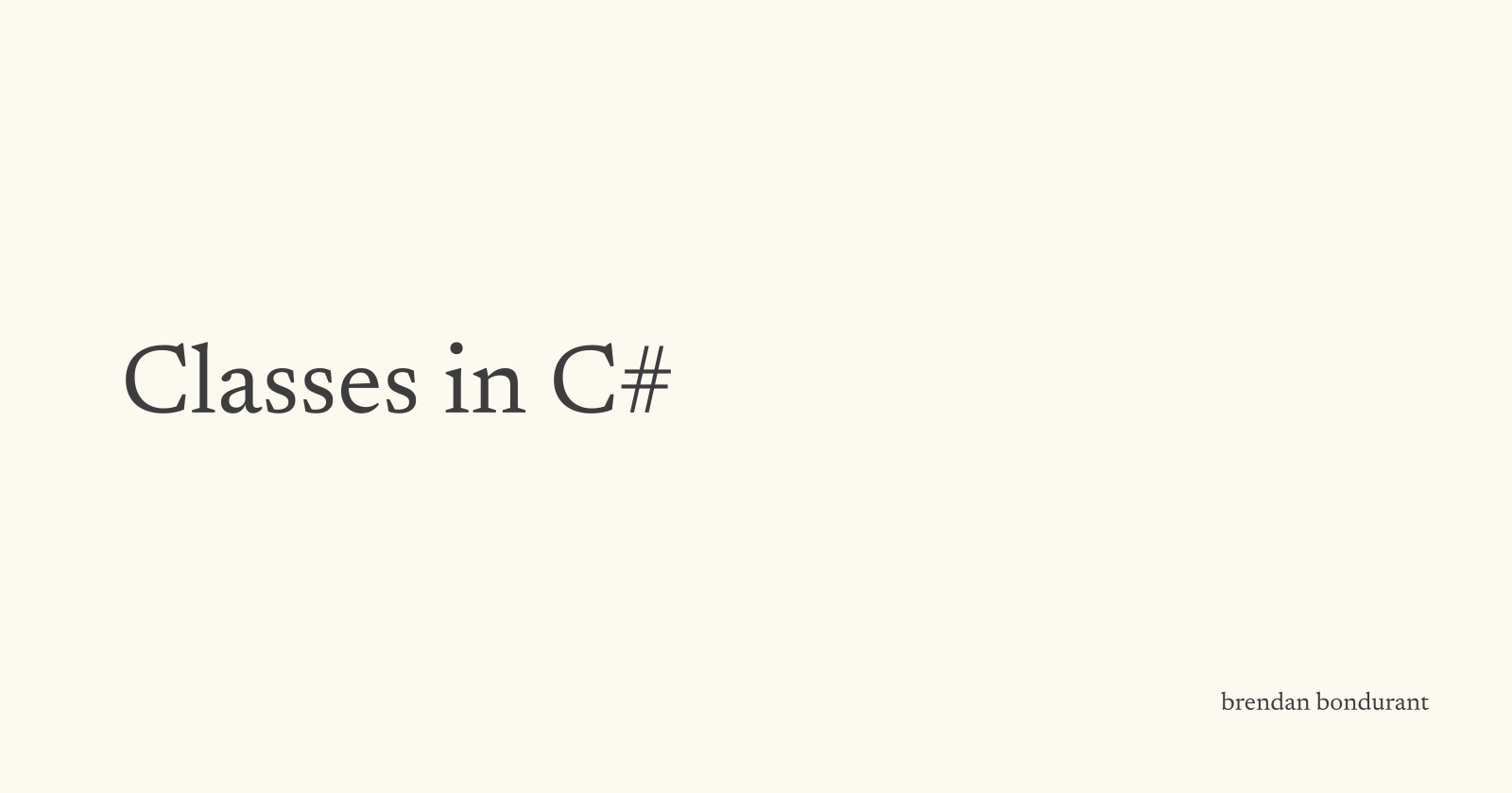 Classes in C#