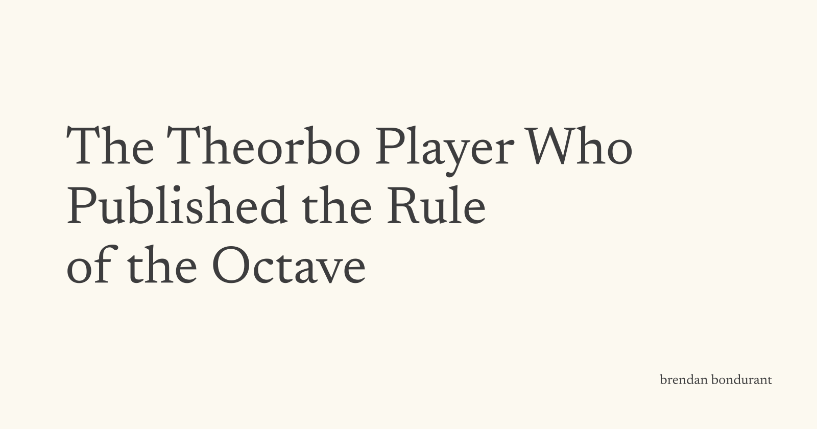 The Theorbo Player Who Published the Rule of the Octave